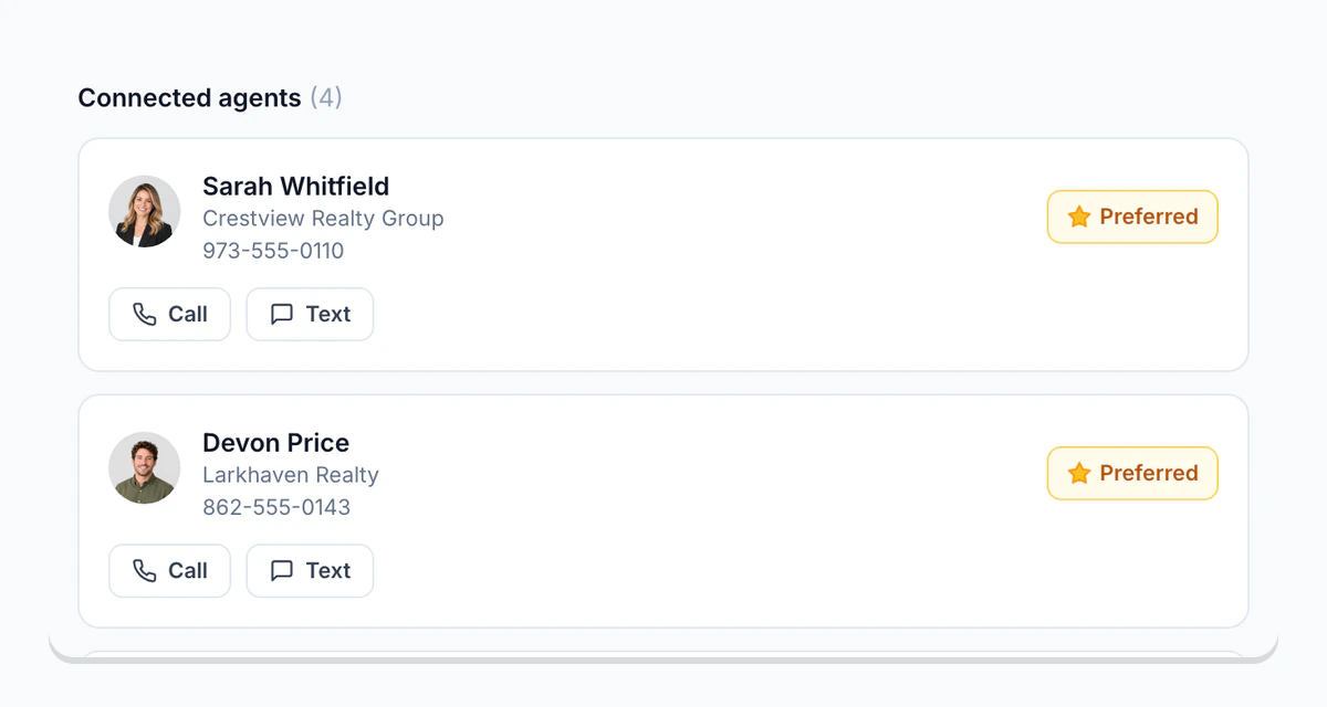 Connected agents, two of them starred as preferred.