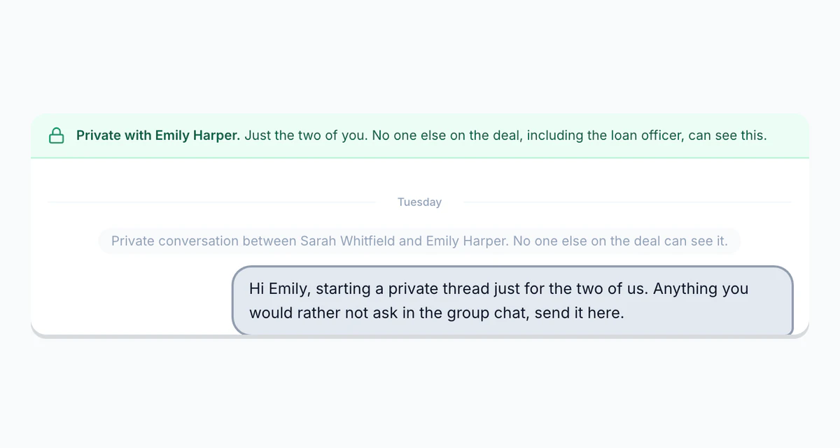 The private thread between an agent and a client.